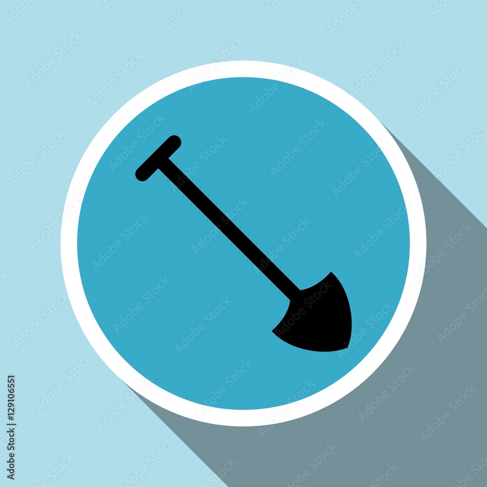 Shovel silhouette icon with long shadow Shovel silhouette icon with long shadow