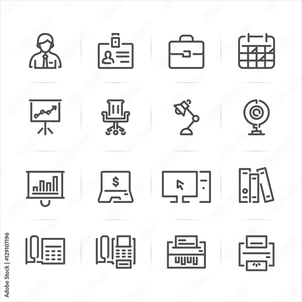 Business and Office icons with White Background Business and Office icons with White Background