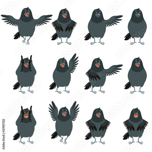 Flat icons of Ravens set