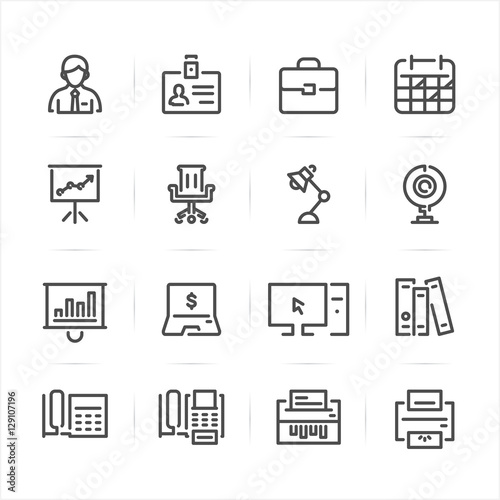 Business and Office icons with White Background 