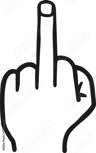 Hand with middle finger contour