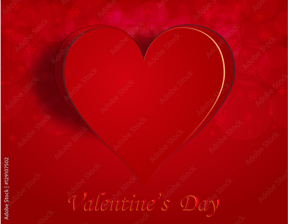 Enamored heart on a celebratory background. Greeting inscription Happy Valentine. illustration