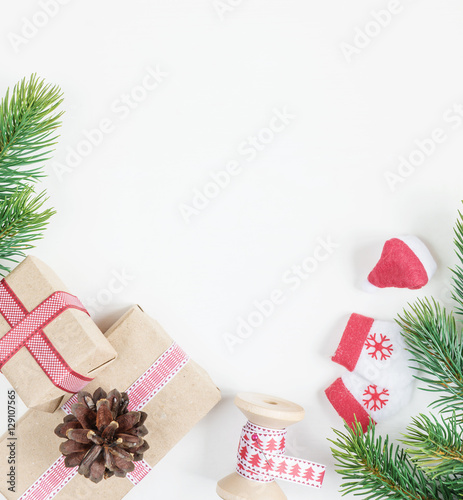 Christmas frame on a white ...