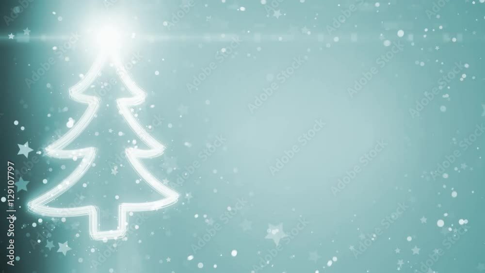 Merry Christmas greeting card: Christmas tree with shining light, falling snowflakes and stars. Merry Christmas greeting card: Christmas tree with shining light, falling snowflakes and stars.