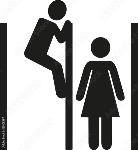 Voyeur - man spying over toilet cabine