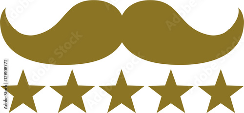 Mustache with five golden stars
