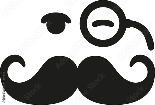 Mustache with blinking eye and monocle
