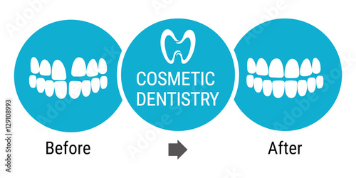 cosmetic dentistry. Medical infografics: Dental services. Cosmetic dentist before and after. Dental design over white background vector illustration
