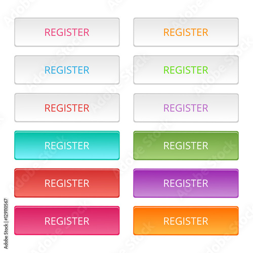 Set of colored web Buttons. Web elements. Vector Buttons.