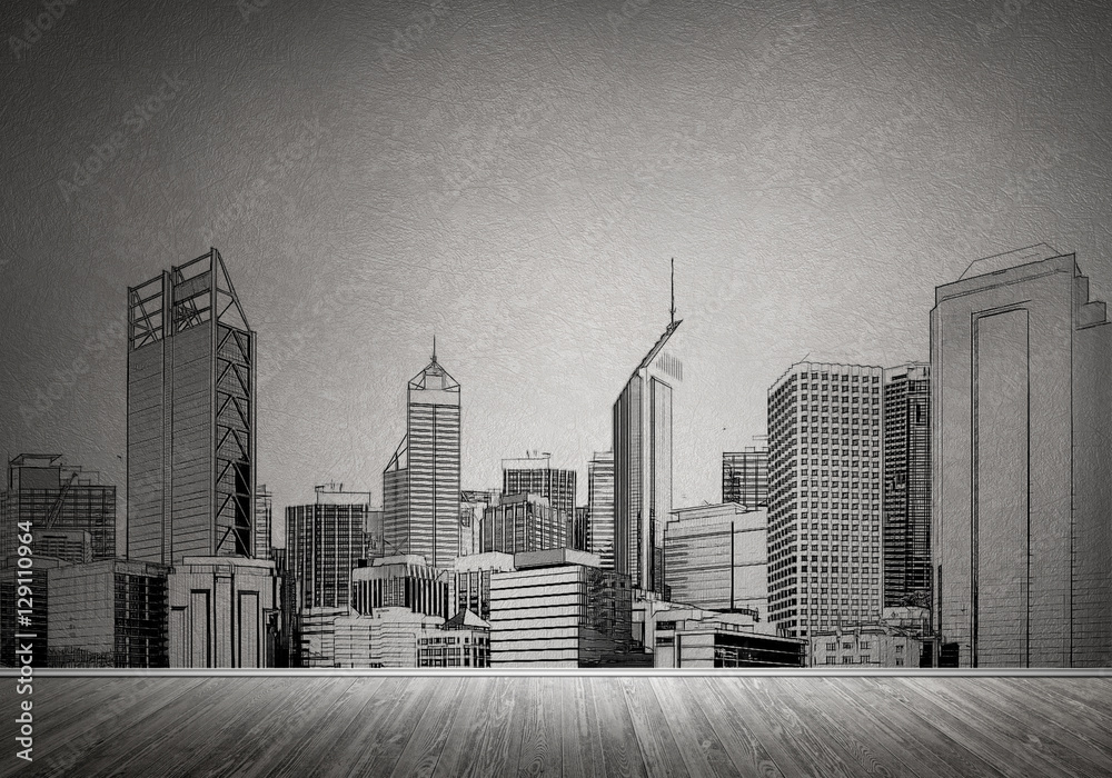 Fototapeta premium City design on wall