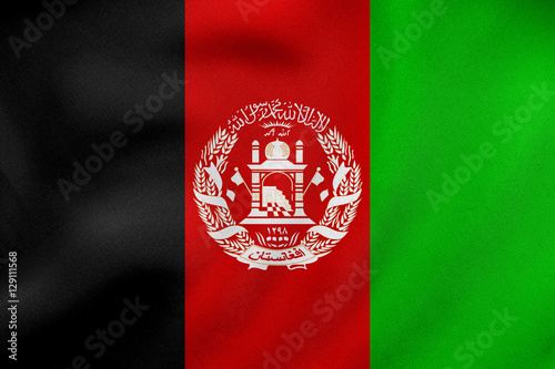 Flag of Afghanistan waving, real fabric texture