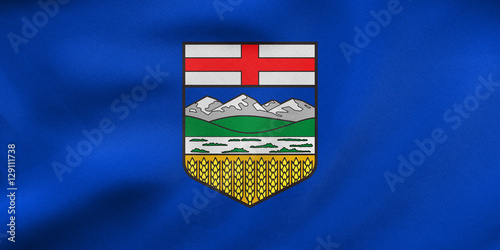 Flag of Alberta waving, real fabric texture