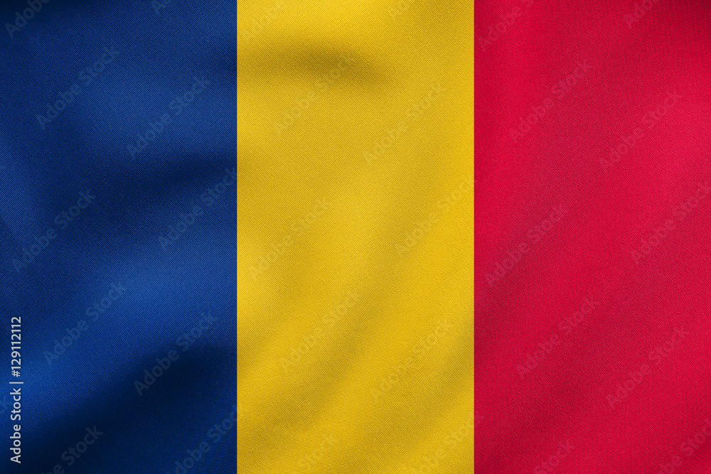 Flag of Chad waving, real fabric texture Flag of Chad waving, real fabric texture