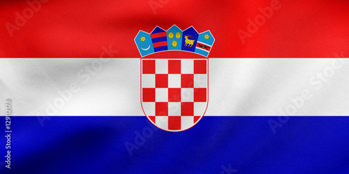 Flag of Croatia waving, real fabric texture
