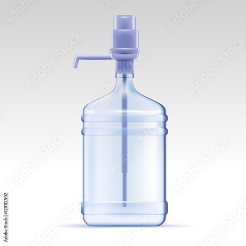Vector pump water cooler. Big transparent portable water bottle.