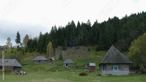 Panorama of old mountain village