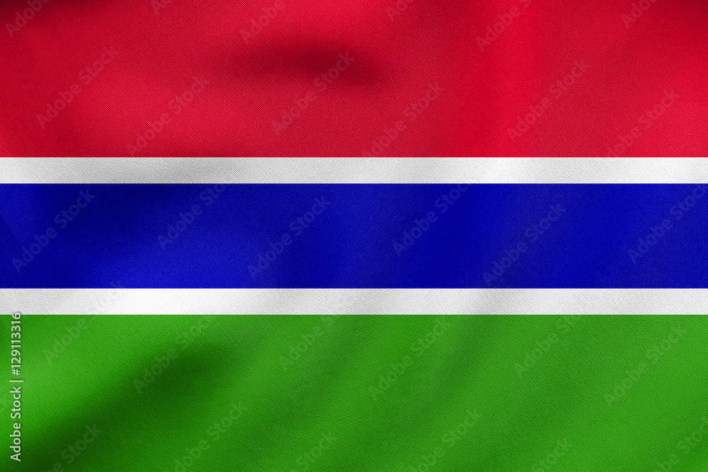 Flag of the Gambia waving, real fabric texture Flag of the Gambia waving, real fabric texture