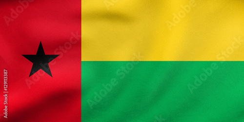 Flag of Guinea-Bissau waving, real fabric texture