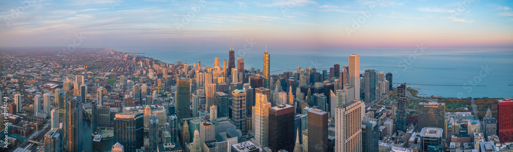 Aerial view of Chicago downtown