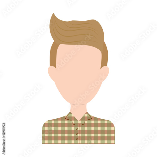 man face with hipster hairstyle icon over white background. colorful design. vector illustration