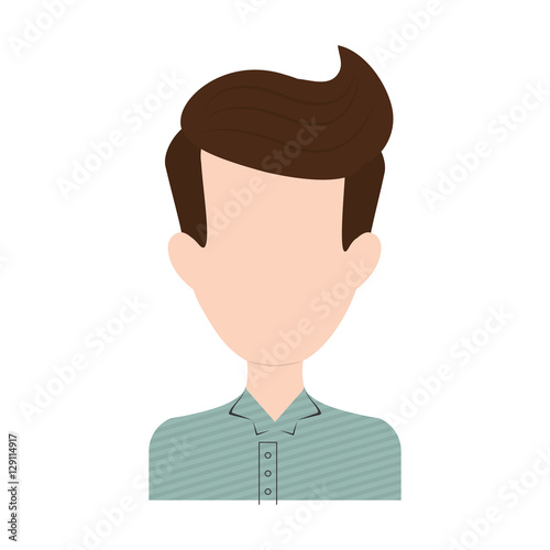 man face with hipster hairstyle icon over white background. colorful design. vector illustration