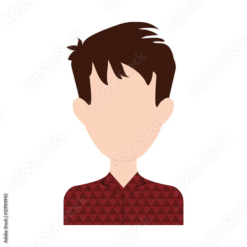 man face with hipster hairstyle icon over white background. colorful design. vector illustration