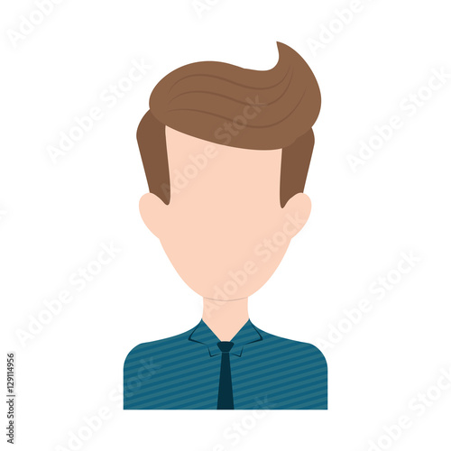 man face with hipster hairstyle icon over white background. colorful design. vector illustration
