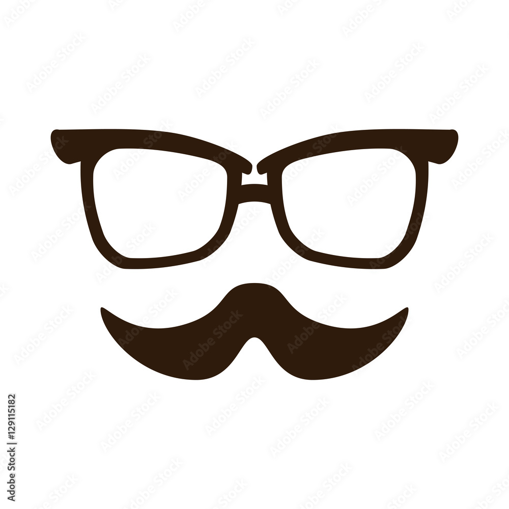 glasses and mustache icon over white background. hipster style design. vector illustration glasses and mustache icon over white background. hipster style design. vector illustration