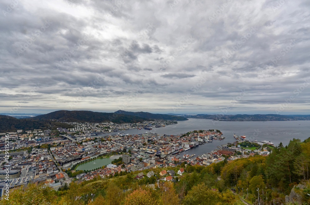 View of Bergen on a cloudy day