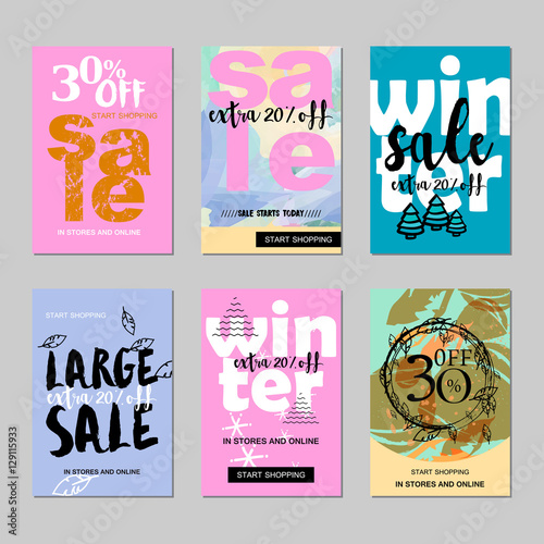 Sale website banners design set. Sale tag. Sale promotional material vector illustration. Design for social media banner, poster, email, newsletter, ad, leaflet, placard, brochure, flyer, web sticker