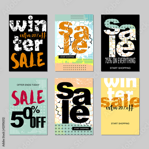 Sale website banners design set. Sale tag. Sale promotional material vector illustration. Design for social media banner, poster, email, newsletter, ad, leaflet, placard, brochure, flyer, web sticker