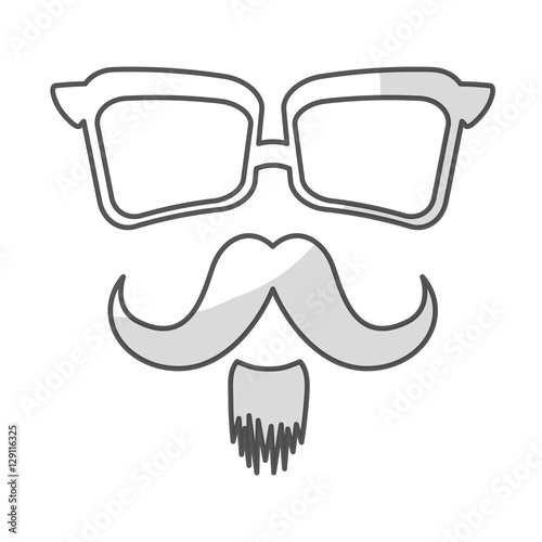 glasses and mustache icon over white background. hipster style design. vector illustration
