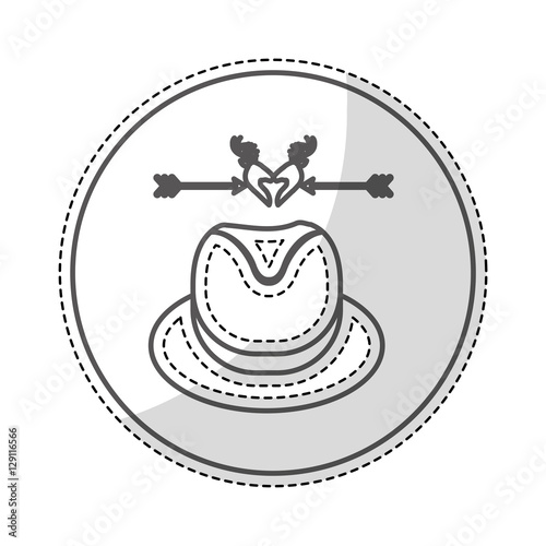 circle frame with hat over white background. hipster style design. vector illustration