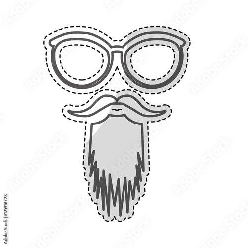 glasses and mustache icon over white background. hipster style design. vector illustration