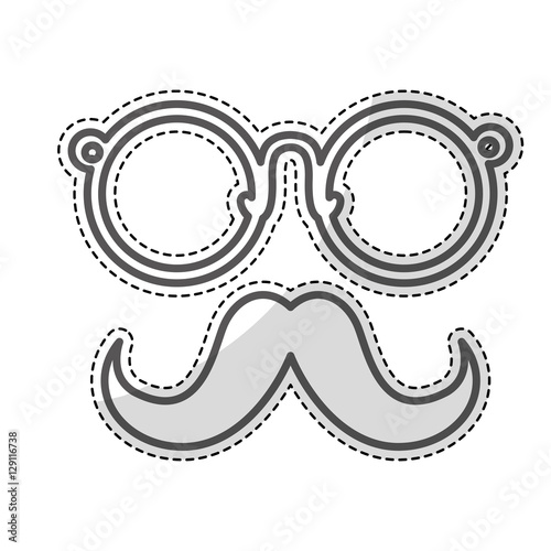 glasses and mustache icon over white background. hipster style design. vector illustration