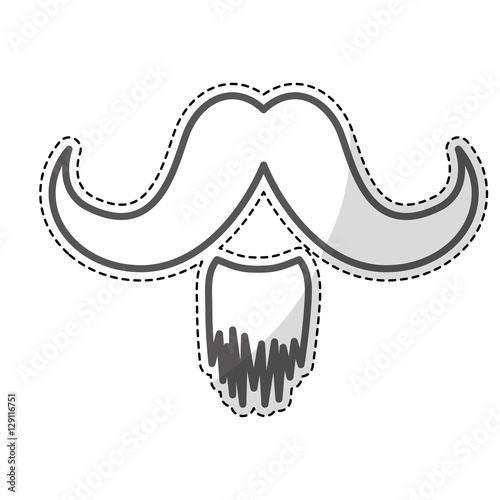 sticker of mustache icon over white background. hipster style design. vector illustration
