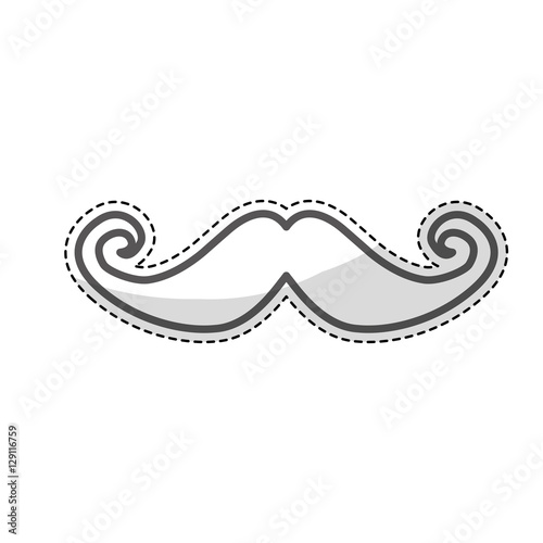 sticker of mustache icon over white background. hipster style design. vector illustration