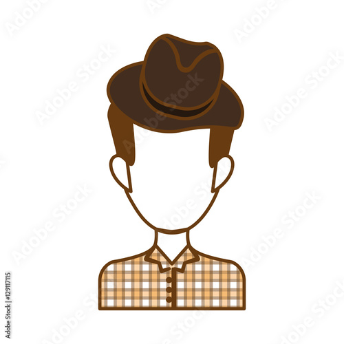 man face with hat icon over white background. hipster style design. vector illustration