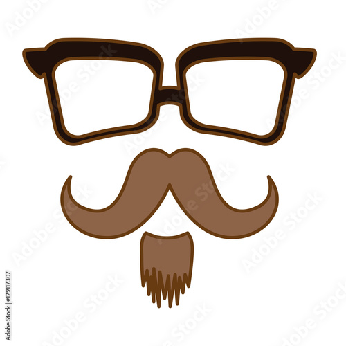 glasses and mustache icon over white background. hipster style design. vector illustration