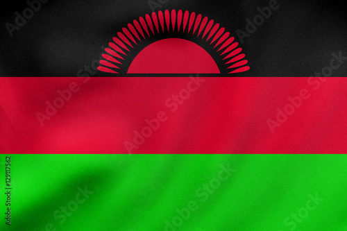 Flag of Malawi waving, real fabric texture