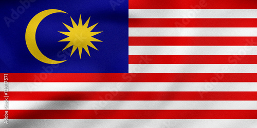 Flag of Malaysia waving, real fabric texture