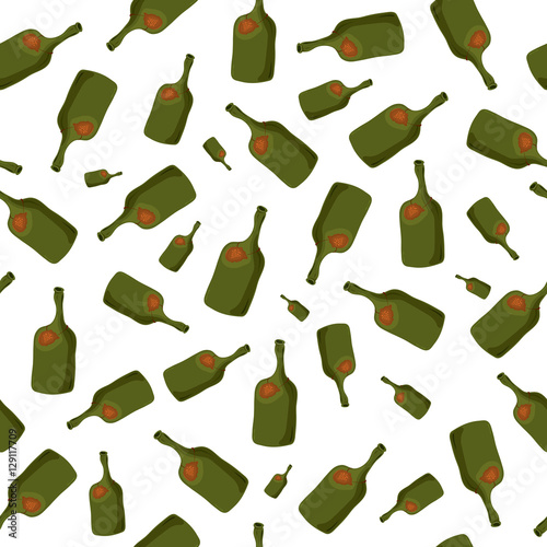 retro vessels for grape beverages/ vector seamless pattern of old bottles with a wax seal scattered on a white background