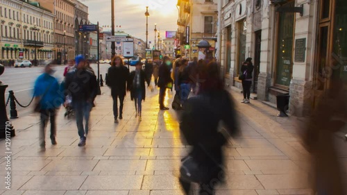 Crowded Sidewalk in a Big City Timelapse