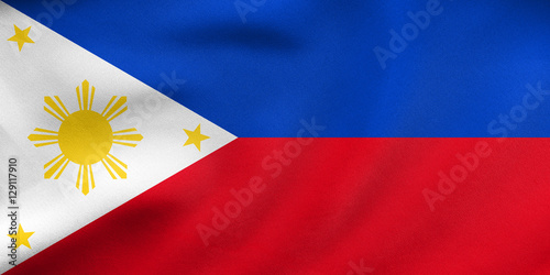 Flag of the Philippines waving real fabric texture