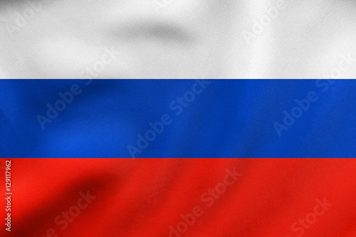 Flag of Russia waving, real fabric texture