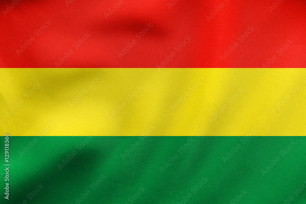 Flag of Bolivia waving, real fabric texture Flag of Bolivia waving, real fabric texture