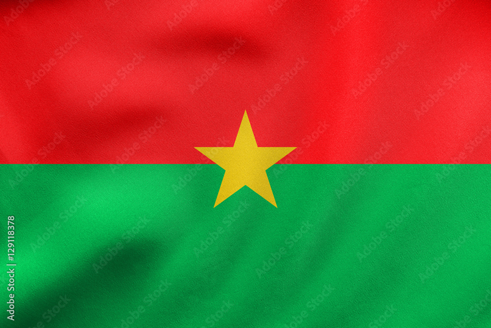 Flag of Burkina Faso waving, real fabric texture Flag of Burkina Faso waving, real fabric texture