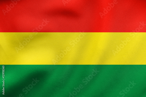 Flag of Bolivia waving  real fabric texture
