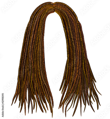trendy african long  hair dreadlocks . realistic  3d . fashion beauty style .
