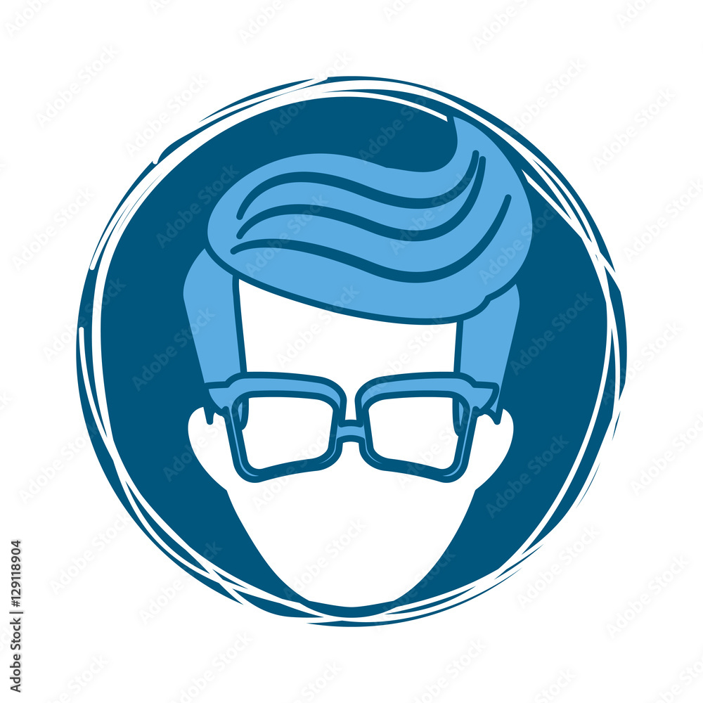 hipster manblue tone emblem icon image vector illustration design hipster manblue tone emblem icon image vector illustration design